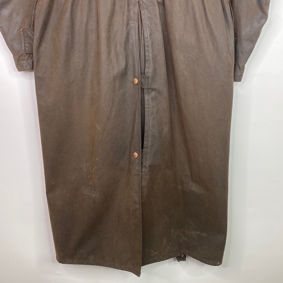 Outback Trading Company Brown Oilskin Leather Duster Jacket Small Western - Picture 5 of 16